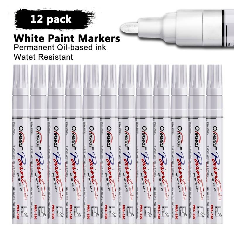 Black Paint Pens Paint Markers, 12 Pack Waterproof Oil-Based Paint Pen Set Quick Dry and Permanent, Markers for Rock Painting, Stone, Wood, Fabric